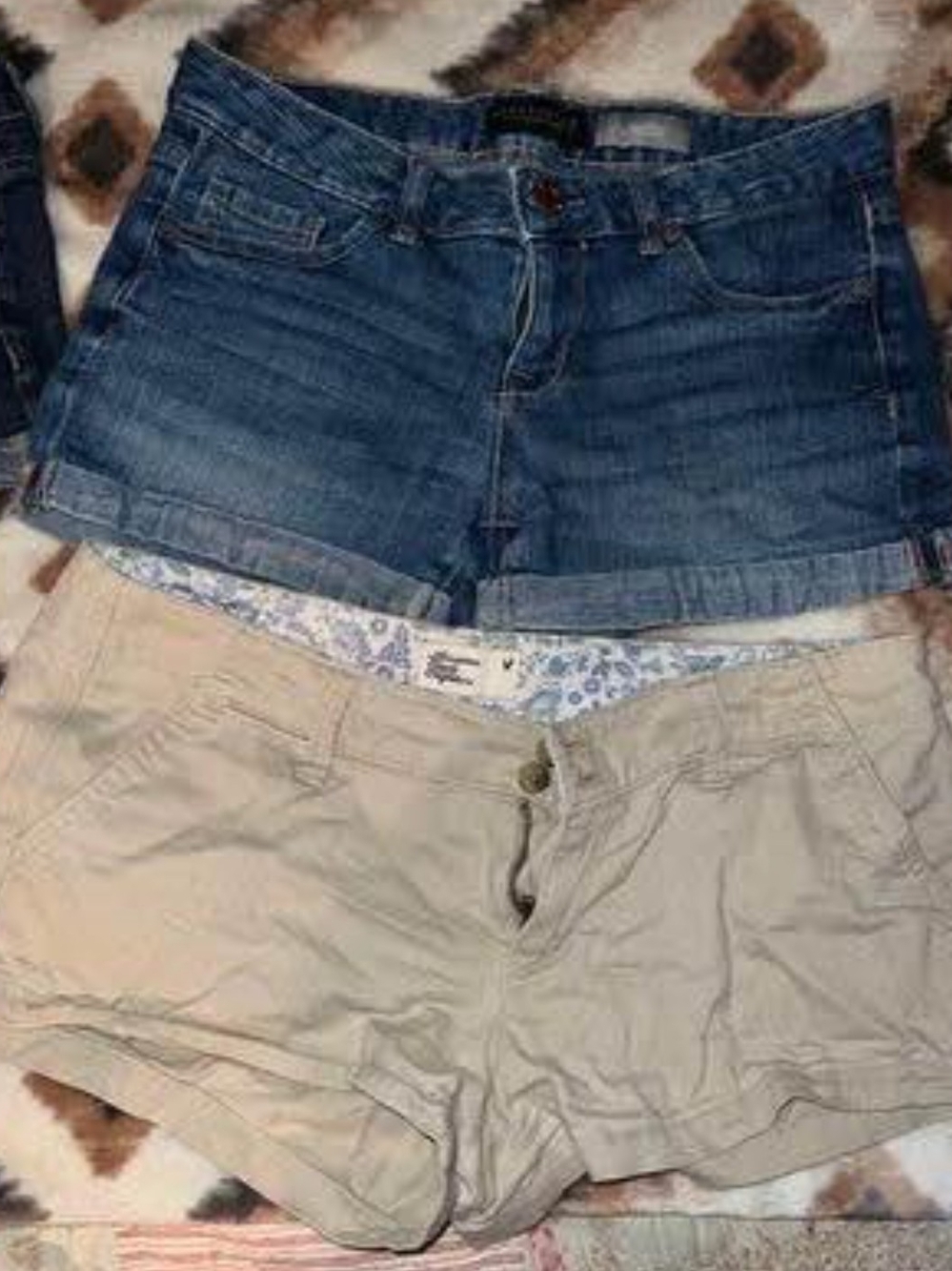 Women’s Denim and Khaki Shorts Pack - Blue & Tan